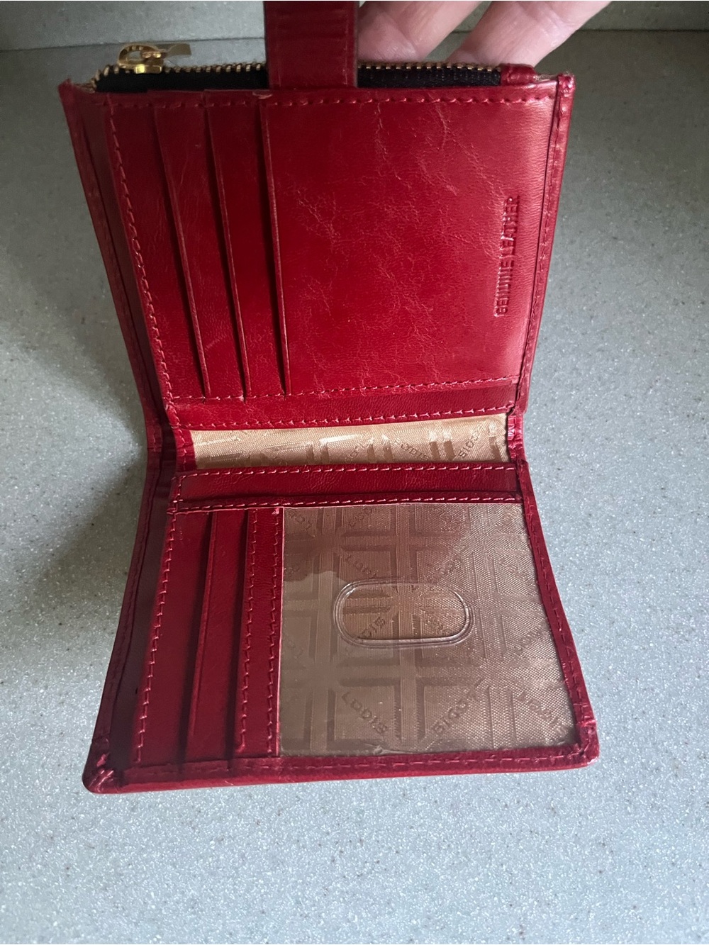 Lodi’s Red Leather Compact slim Card Wallet New - Picture 3 of 5